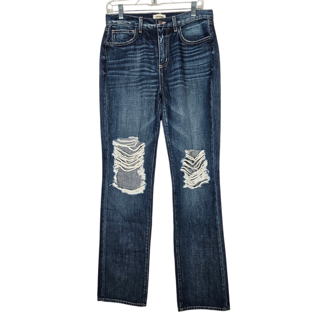 L'AGENCE Rockie Jeans Womens 28 Fits 30 x 32.5 Blue Dark Wash High Rise Straight